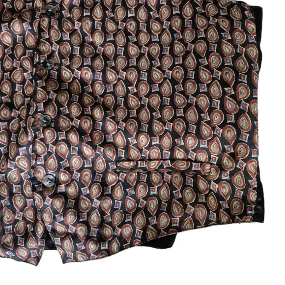 VTG 90s Chiamare Silk Paisley Print Vest Mens M Button Front Adjustable Tie Back - Picture 4 of 7